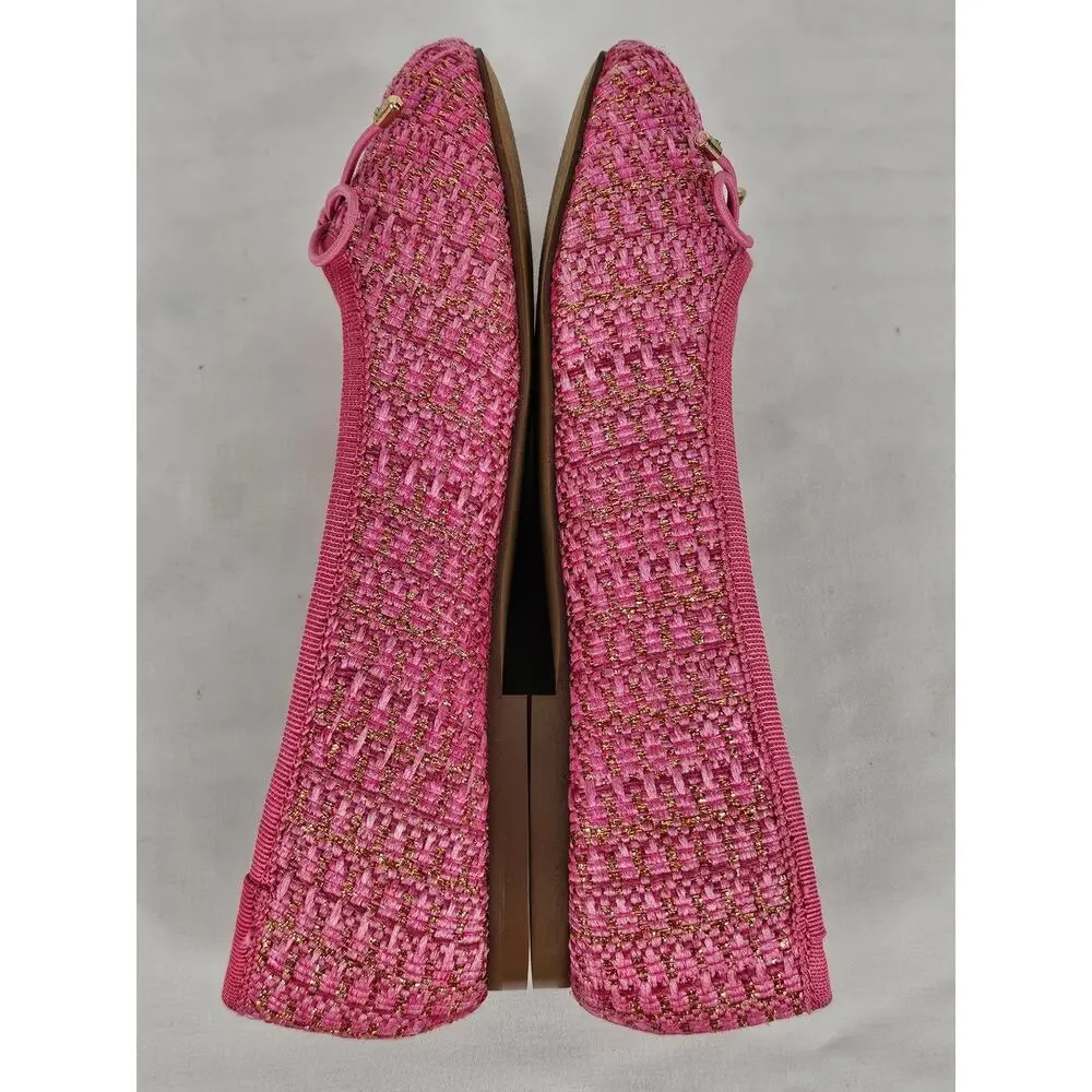 SAM EDELMAN KIDS “FELICIA” BALLET FLATS – PINK BOUCLÉ – SIZE 13M – CHARM DETAIL